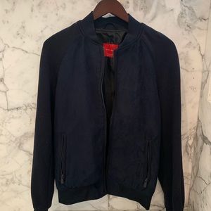 Zara men’s faux suede bomber.